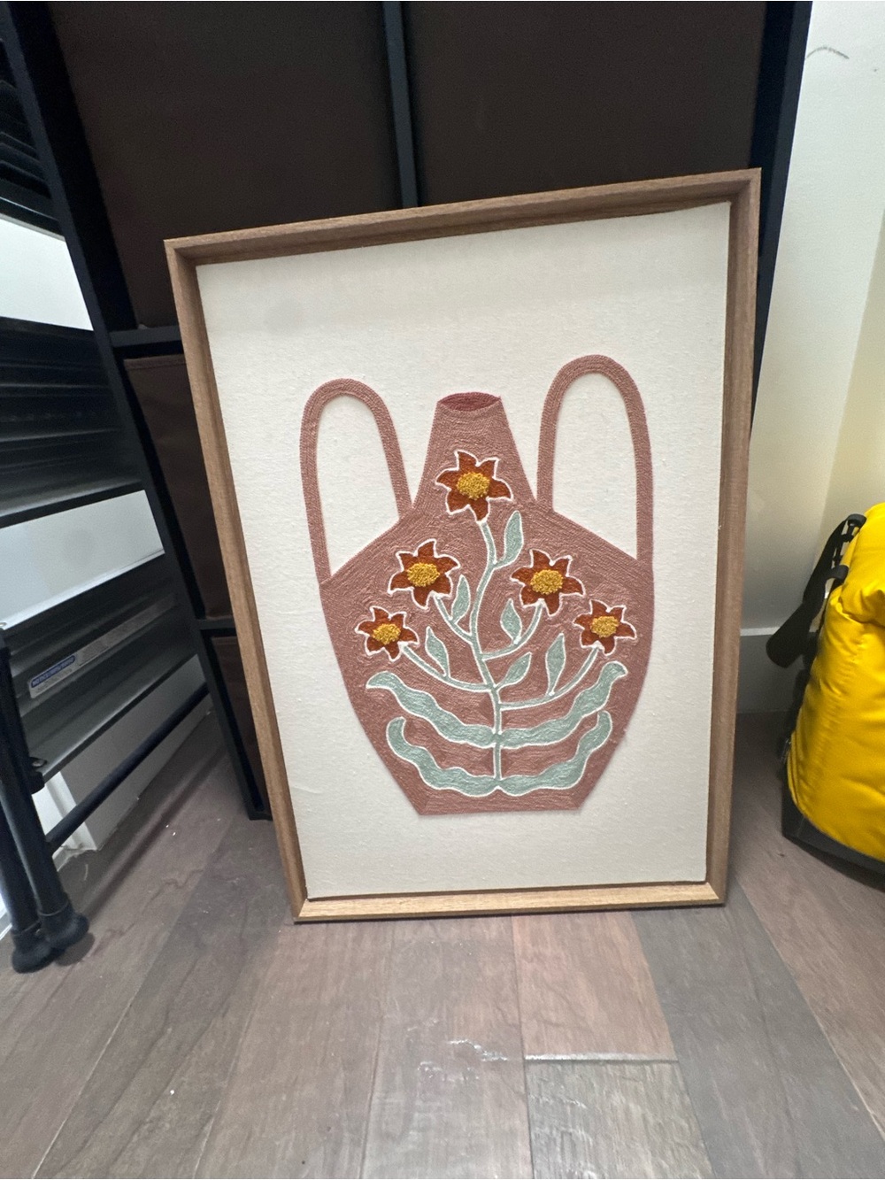 Framed Floral Vase Wall Art - Pink, Yellow, Mint -